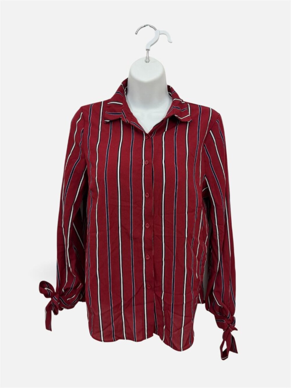 Haute Monde Red Striped Long Sleeve Button Down Shirt Size S